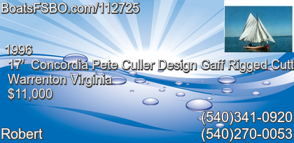 Concordia Pete Culler Design Gaff Rigged Cutter