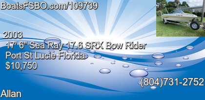 Sea Ray 17.6 SRX Bow Rider